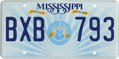 MS license plate BXB793