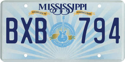 MS license plate BXB794