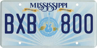 MS license plate BXB800