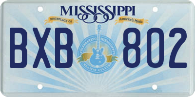 MS license plate BXB802