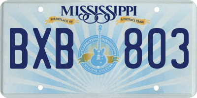 MS license plate BXB803