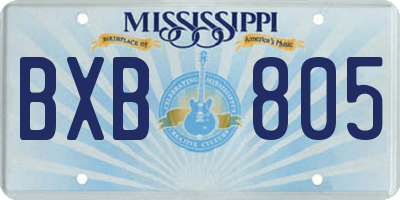 MS license plate BXB805