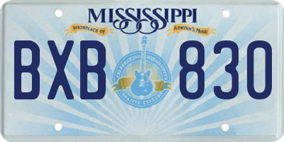 MS license plate BXB830
