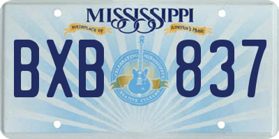 MS license plate BXB837