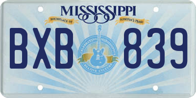 MS license plate BXB839