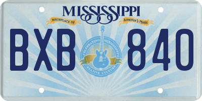 MS license plate BXB840