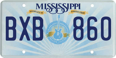 MS license plate BXB860