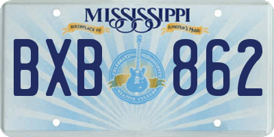 MS license plate BXB862