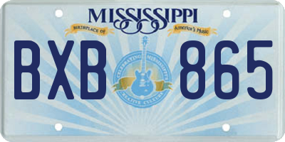 MS license plate BXB865