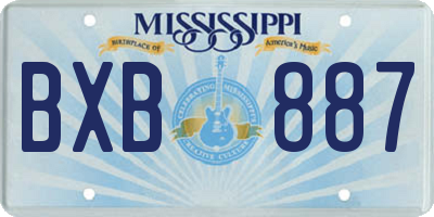 MS license plate BXB887