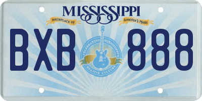 MS license plate BXB888