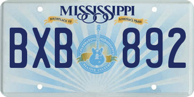 MS license plate BXB892