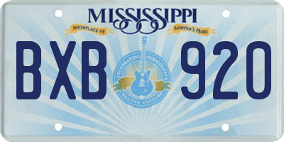 MS license plate BXB920
