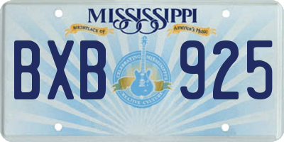 MS license plate BXB925