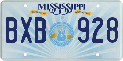 MS license plate BXB928