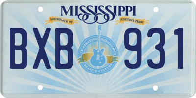 MS license plate BXB931