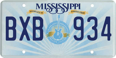 MS license plate BXB934