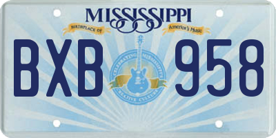 MS license plate BXB958