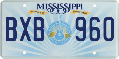 MS license plate BXB960