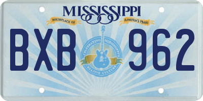 MS license plate BXB962