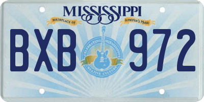 MS license plate BXB972