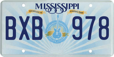 MS license plate BXB978