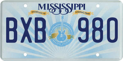 MS license plate BXB980