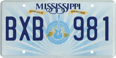 MS license plate BXB981