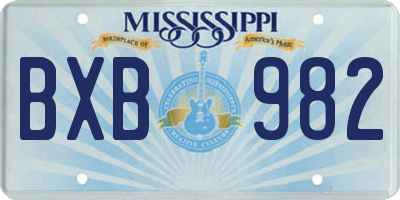 MS license plate BXB982