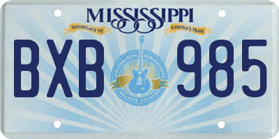 MS license plate BXB985