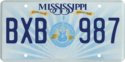 MS license plate BXB987