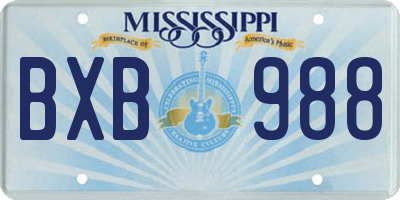 MS license plate BXB988