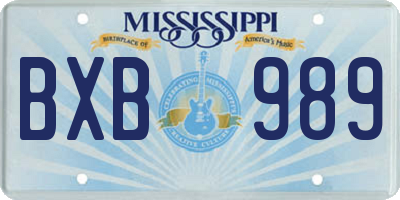 MS license plate BXB989