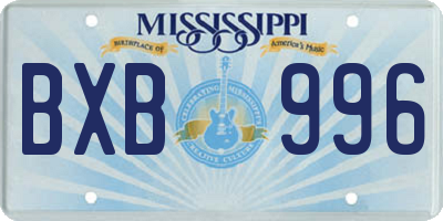 MS license plate BXB996