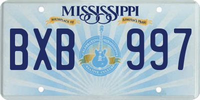 MS license plate BXB997