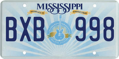 MS license plate BXB998
