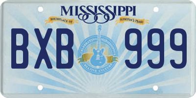 MS license plate BXB999