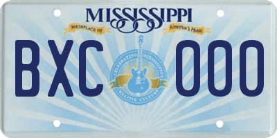 MS license plate BXC000
