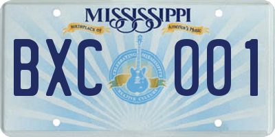 MS license plate BXC001