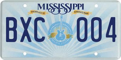 MS license plate BXC004
