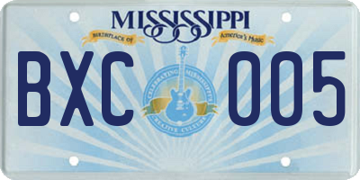 MS license plate BXC005