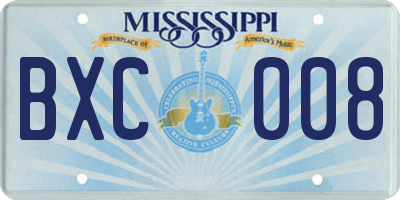 MS license plate BXC008
