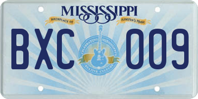 MS license plate BXC009