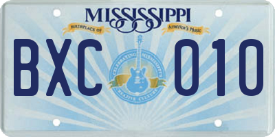 MS license plate BXC010
