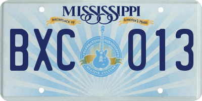 MS license plate BXC013