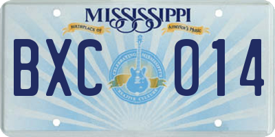 MS license plate BXC014