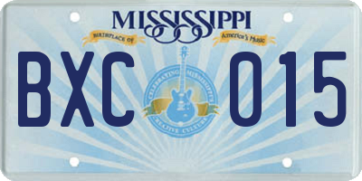 MS license plate BXC015