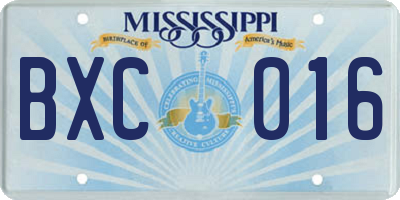MS license plate BXC016