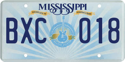 MS license plate BXC018