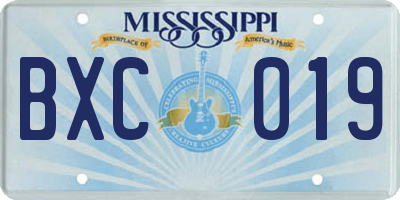 MS license plate BXC019